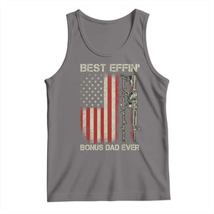 Best Effin Bonus Dad Ever Tank Top Step Dad Fathers Day Vintage American Flag TS11 Deep Heather Print Your Wear