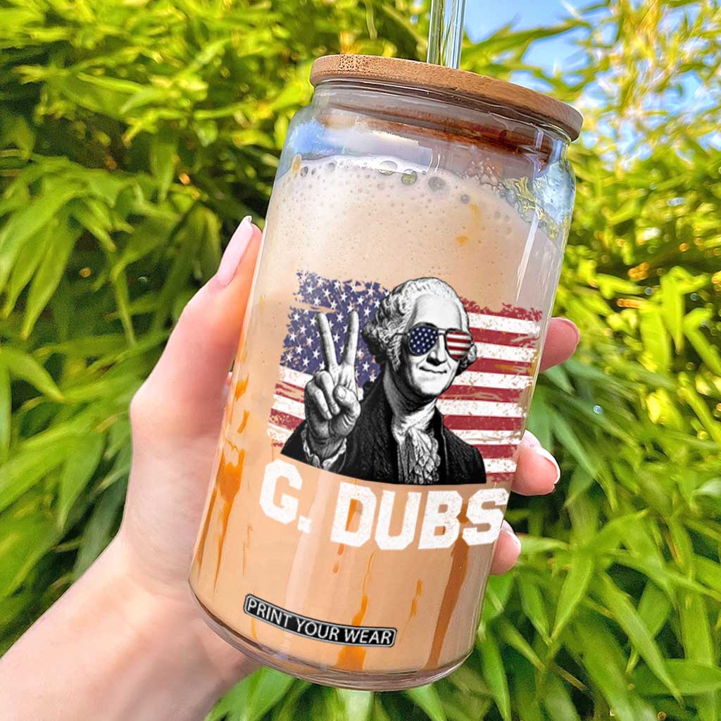 G Dubs George Washington Funny 4th Of July Glass Can Vintage American Flag TS11 Black Print Your Wear