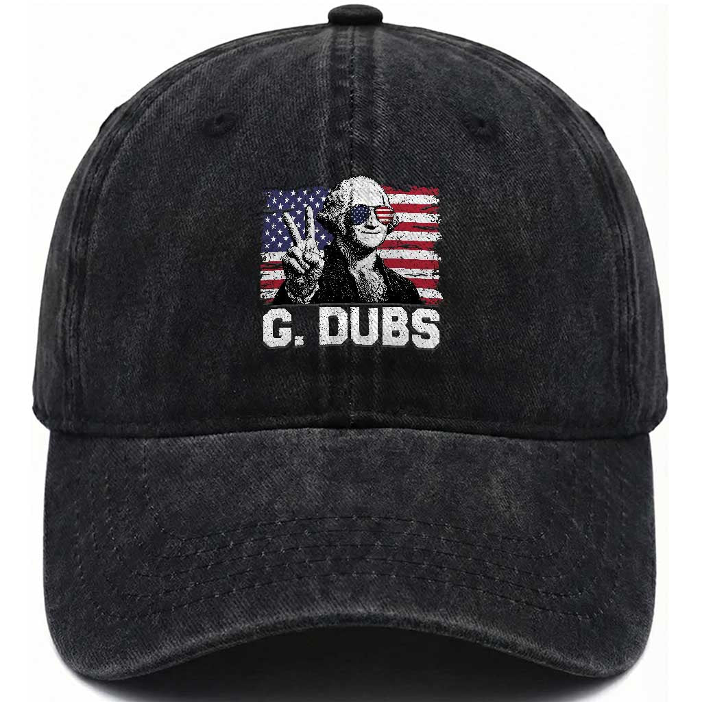 G Dubs George Washington Funny 4th Of July Washed Cotton Baseball Cap Vintage American Flag TS11 Print Your Wear