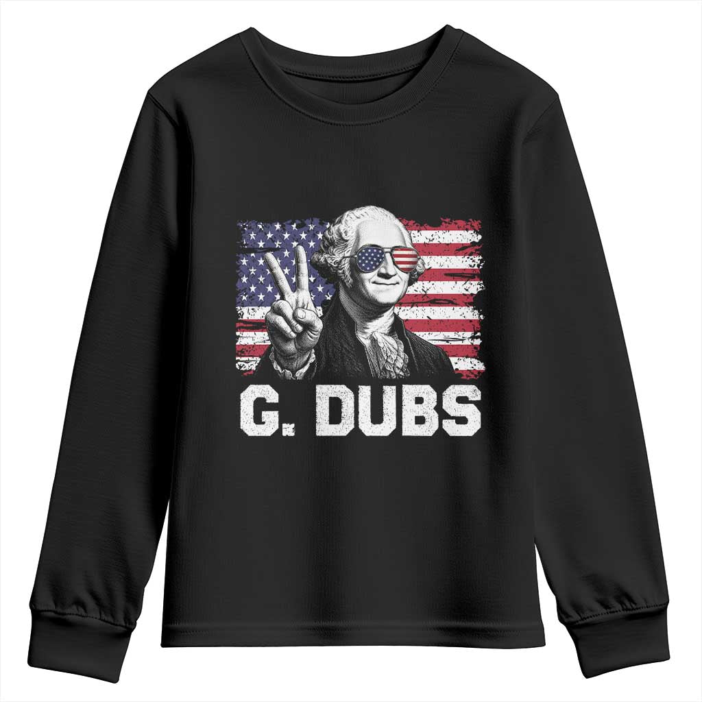G Dubs George Washington Funny 4th Of July Youth Sweatshirt Vintage American Flag TS11 Black Print Your Wear