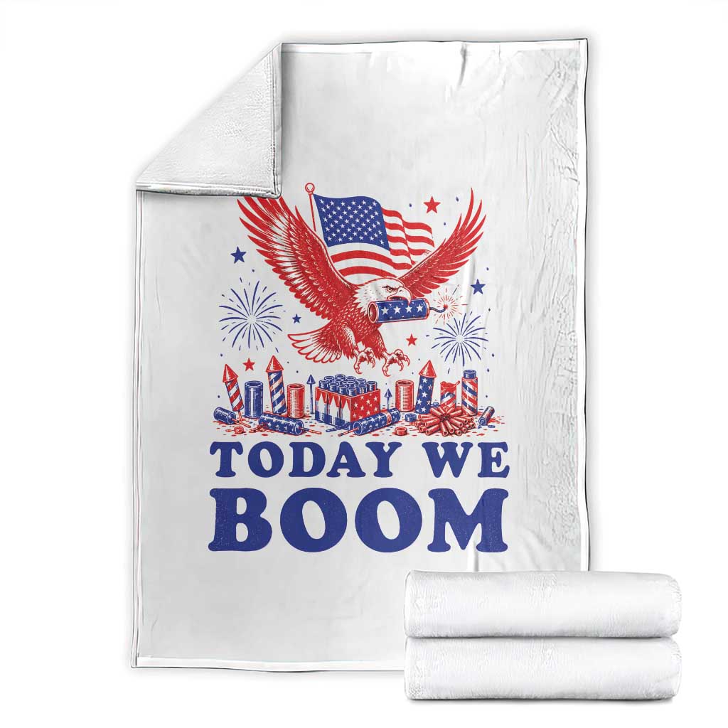 Today We Boom 4th of July Bald Eagle Fireworks Throw Blanket TS11 White Print Your Wear
