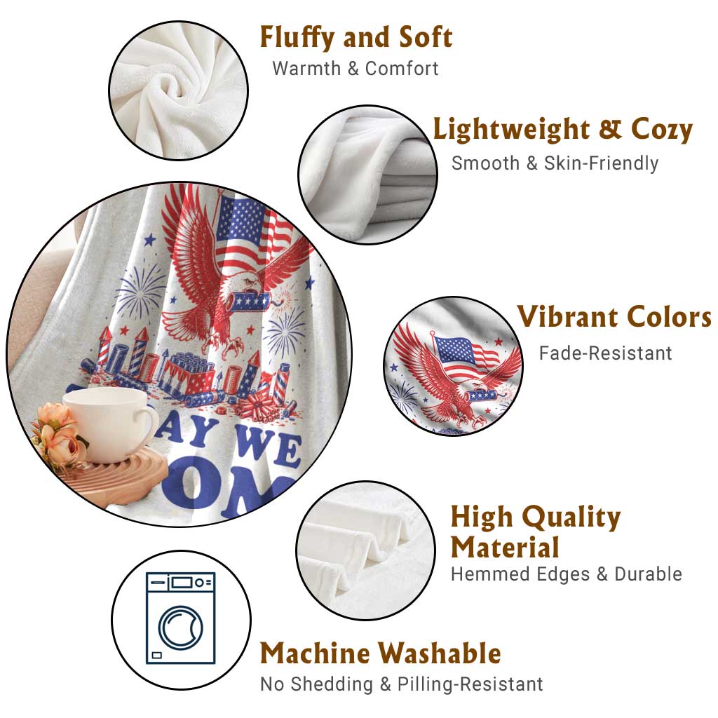 Today We Boom 4th of July Bald Eagle Fireworks Throw Blanket TS11 Print Your Wear