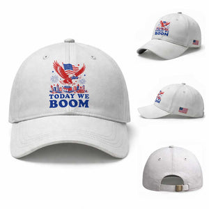 Today We Boom 4th of July Bald Eagle Fireworks Baseball Cap TS11 Baseball Cap Universal Fit White Print Your Wear