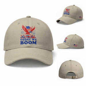 Today We Boom 4th of July Bald Eagle Fireworks Baseball Cap TS11 Baseball Cap Universal Fit Beige Print Your Wear