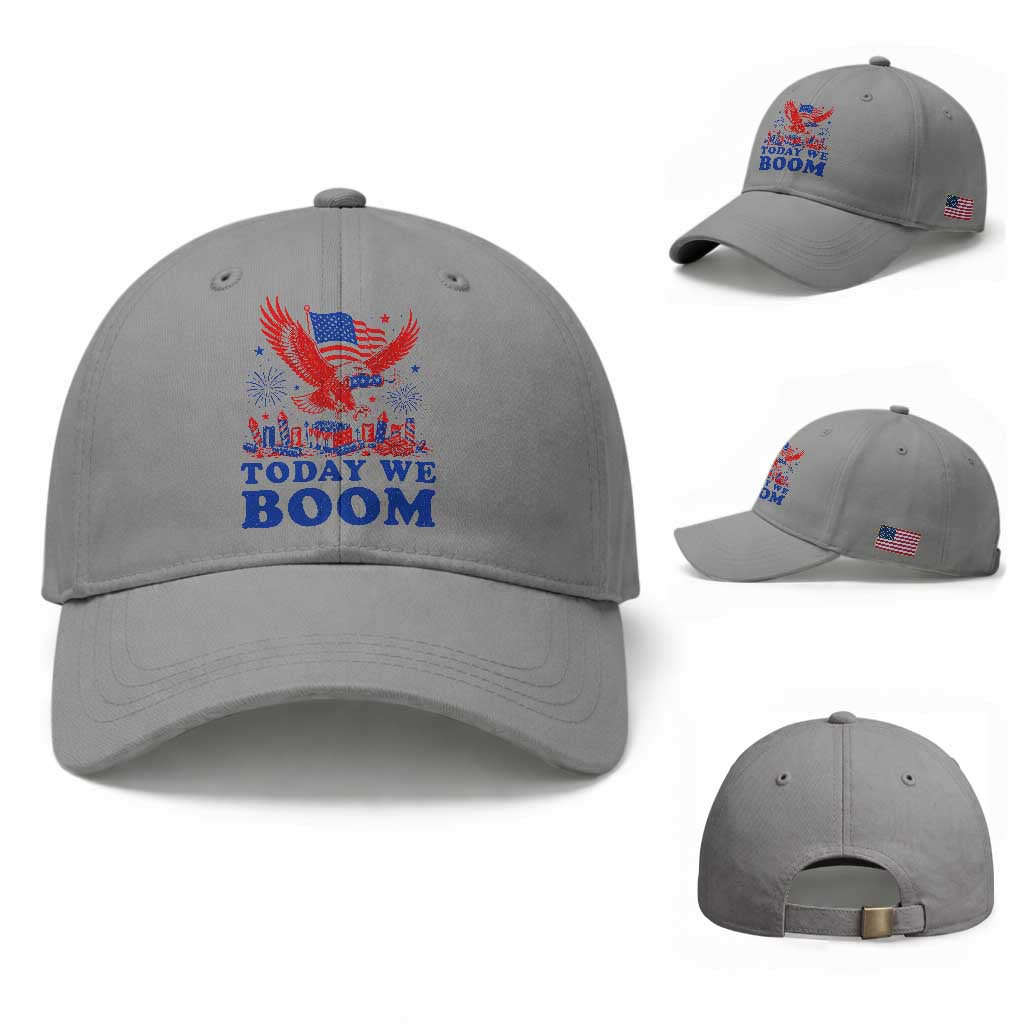 Today We Boom 4th of July Bald Eagle Fireworks Baseball Cap TS11 Baseball Cap Universal Fit Sport Gray Print Your Wear