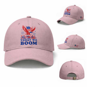Today We Boom 4th of July Bald Eagle Fireworks Baseball Cap TS11 Baseball Cap Universal Fit Light Pink Print Your Wear