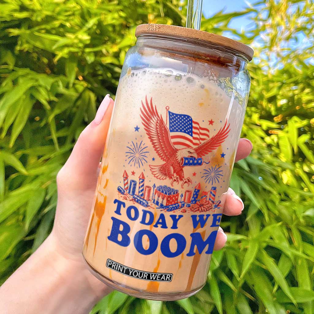 Today We Boom 4th of July Bald Eagle Fireworks Glass Can TS11 White Print Your Wear