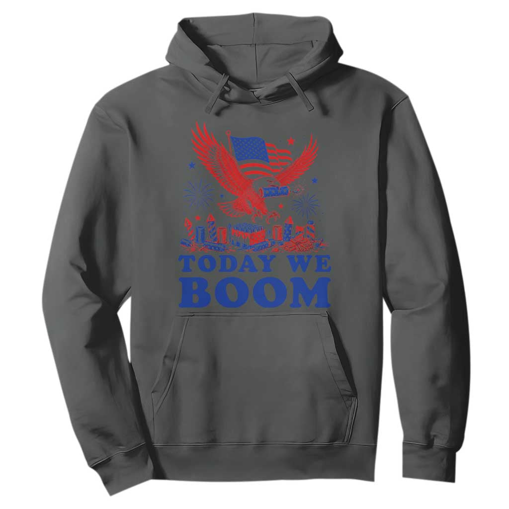 Today We Boom 4th of July Bald Eagle Fireworks Hoodie TS11 Dark Heather Print Your Wear