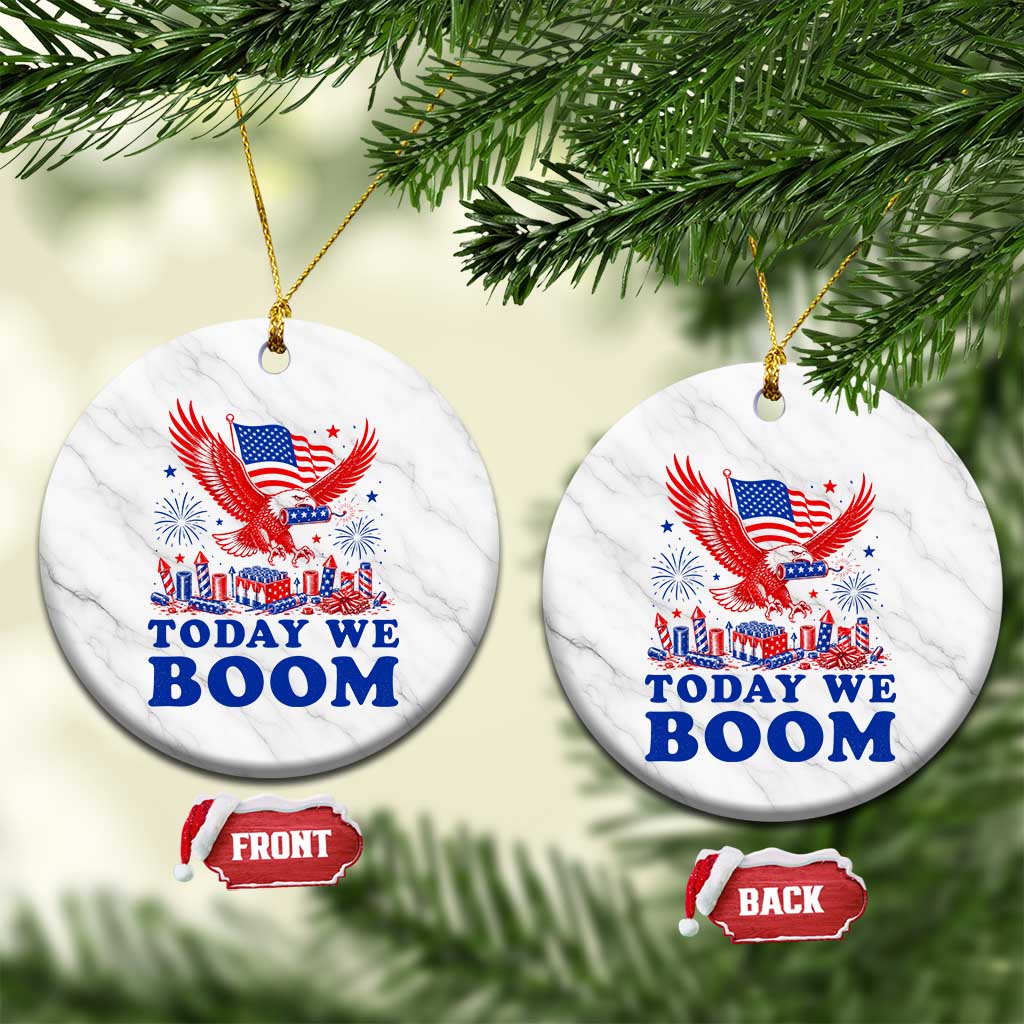 Today We Boom 4th of July Bald Eagle Fireworks Ceramic Ornament TS11 1pc White Marble Print Your Wear