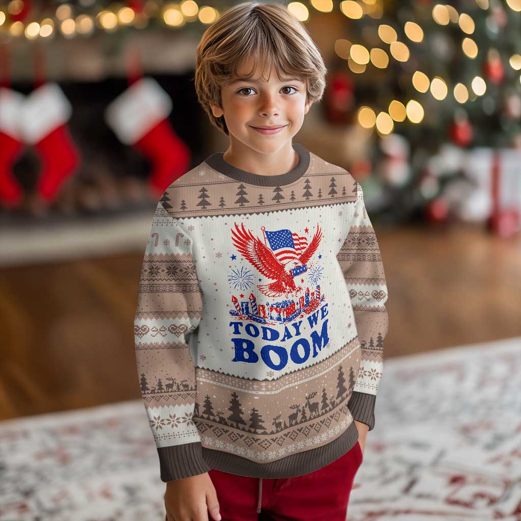 Today We Boom 4th of July Bald Eagle Fireworks Ugly Christmas Sweater TS11 Mocha Mousse Print Your Wear
