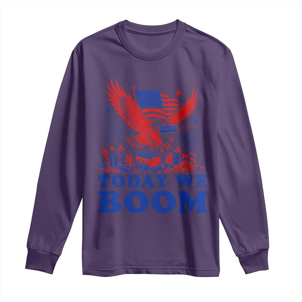 Today We Boom 4th of July Bald Eagle Fireworks Long Sleeve Shirt TS11 Purple Print Your Wear