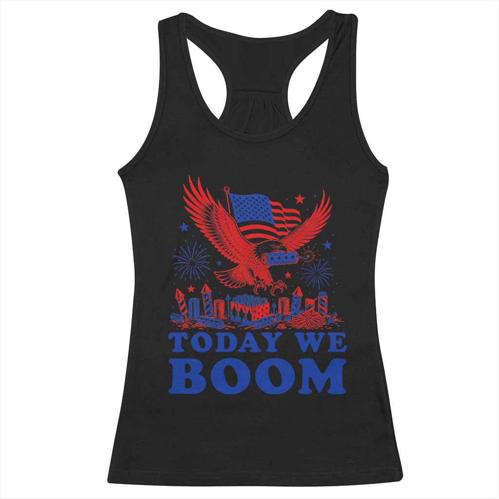 Today We Boom 4th of July Bald Eagle Fireworks Racerback Tank Top TS11 Black Print Your Wear