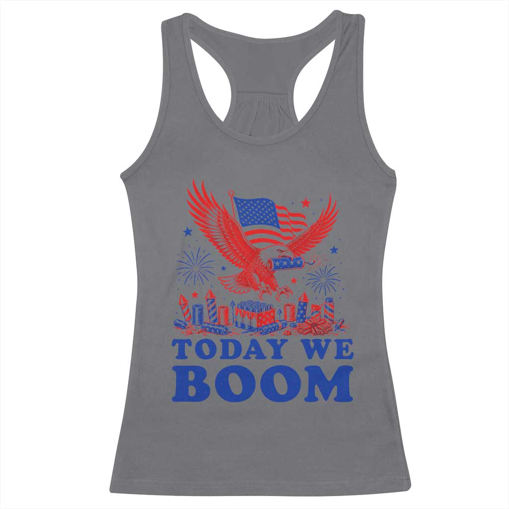 Today We Boom 4th of July Bald Eagle Fireworks Racerback Tank Top TS11 Charcoal Print Your Wear