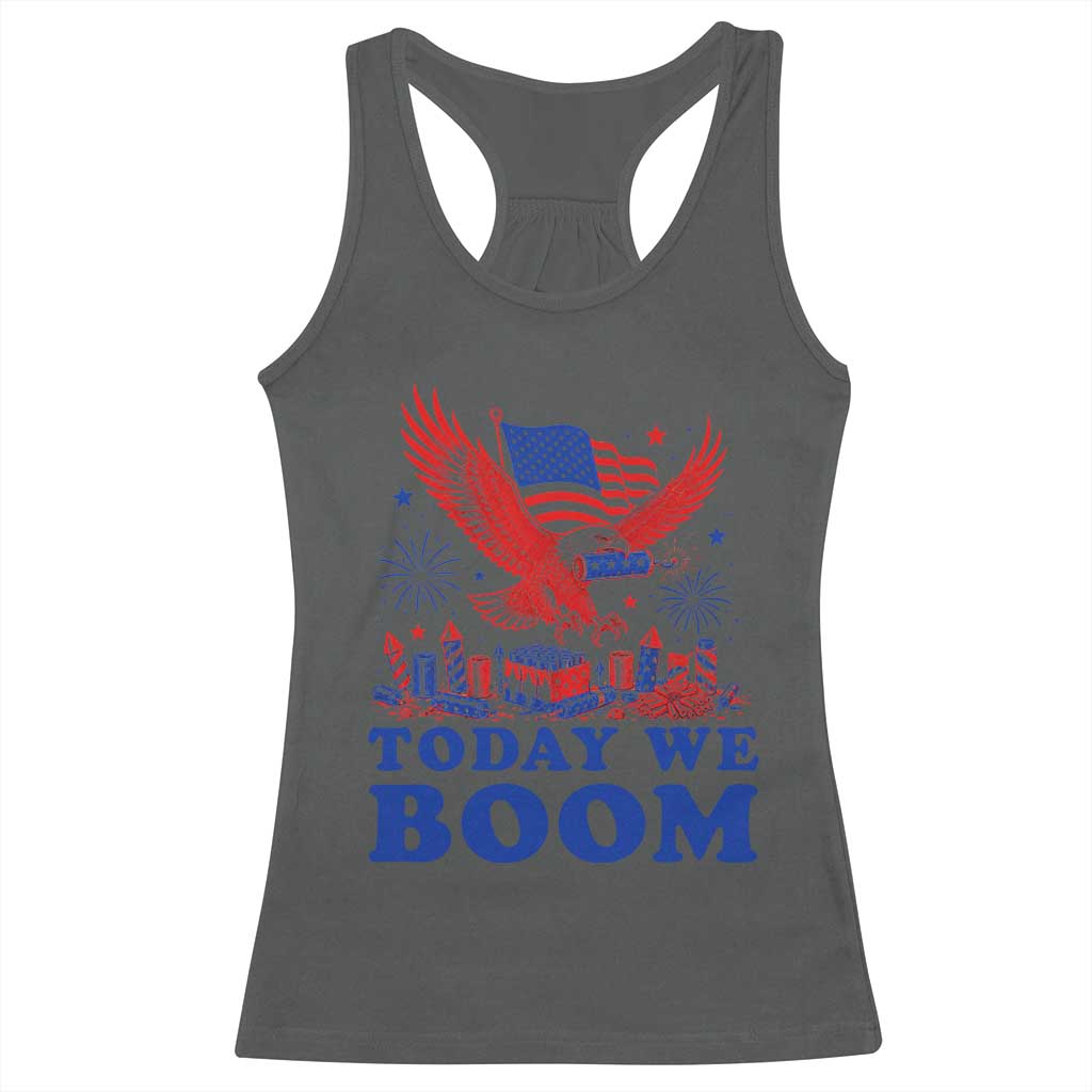 Today We Boom 4th of July Bald Eagle Fireworks Racerback Tank Top TS11 Dark Heather Print Your Wear