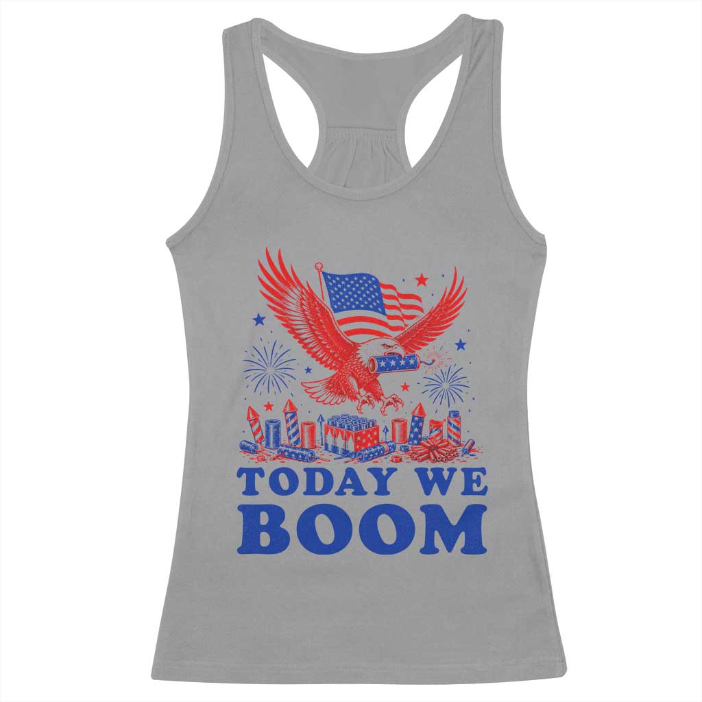 Today We Boom 4th of July Bald Eagle Fireworks Racerback Tank Top TS11 Sport Gray Print Your Wear