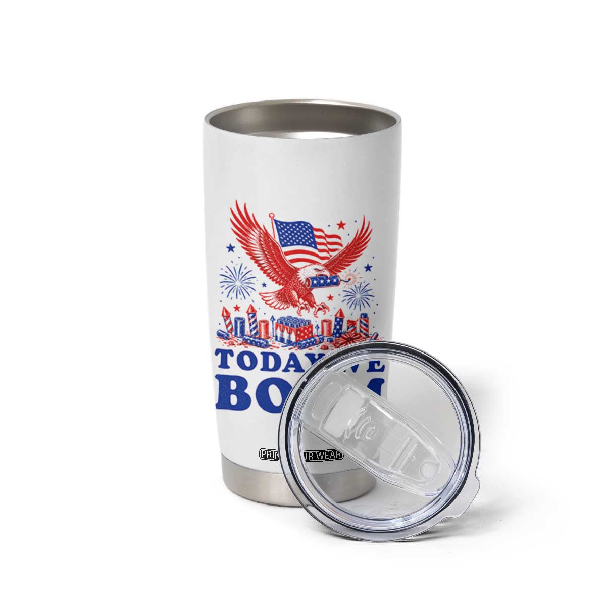 Today We Boom 4th of July Bald Eagle Fireworks Tumbler Cup TS11 Print Your Wear