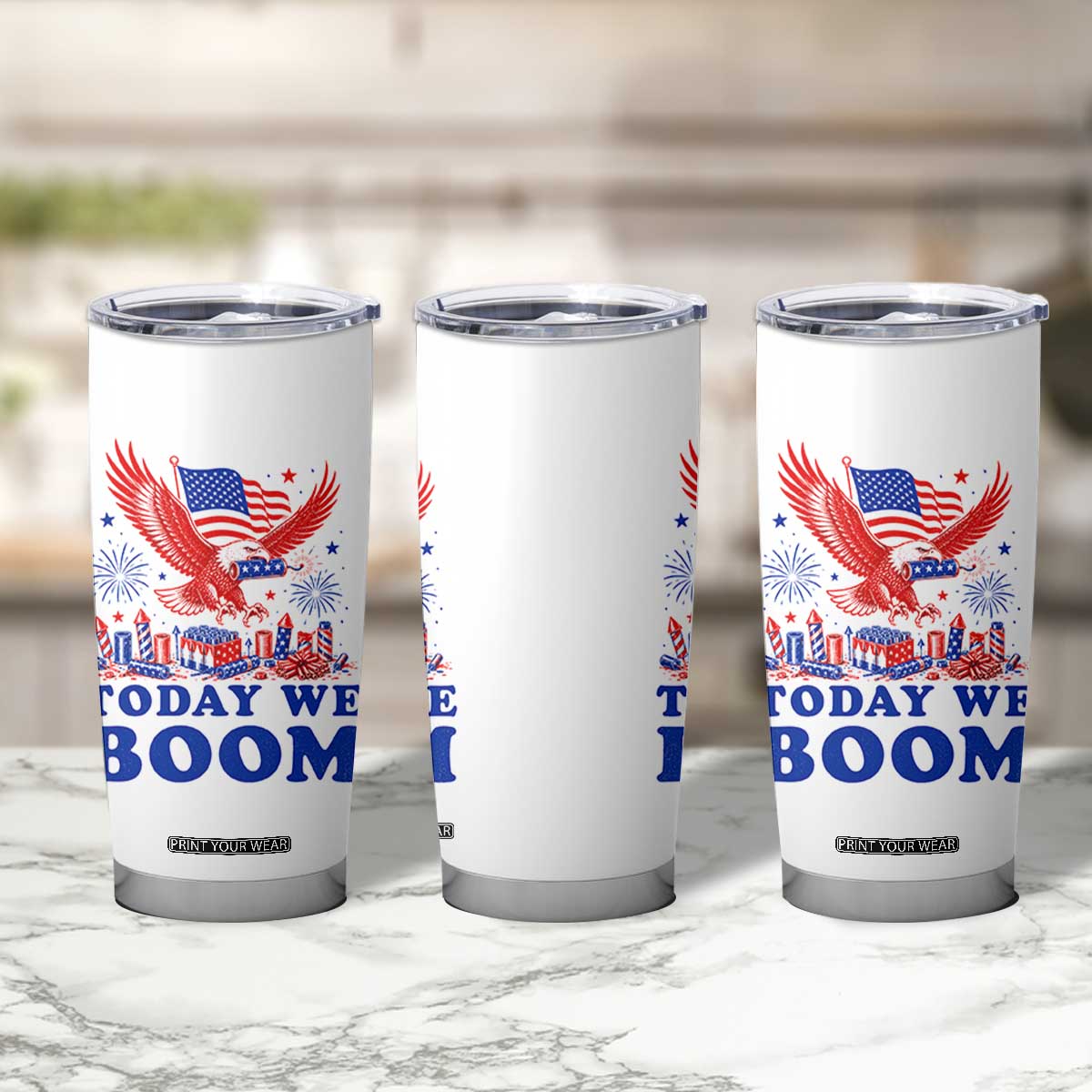 Today We Boom 4th of July Bald Eagle Fireworks Tumbler Cup TS11 Print Your Wear