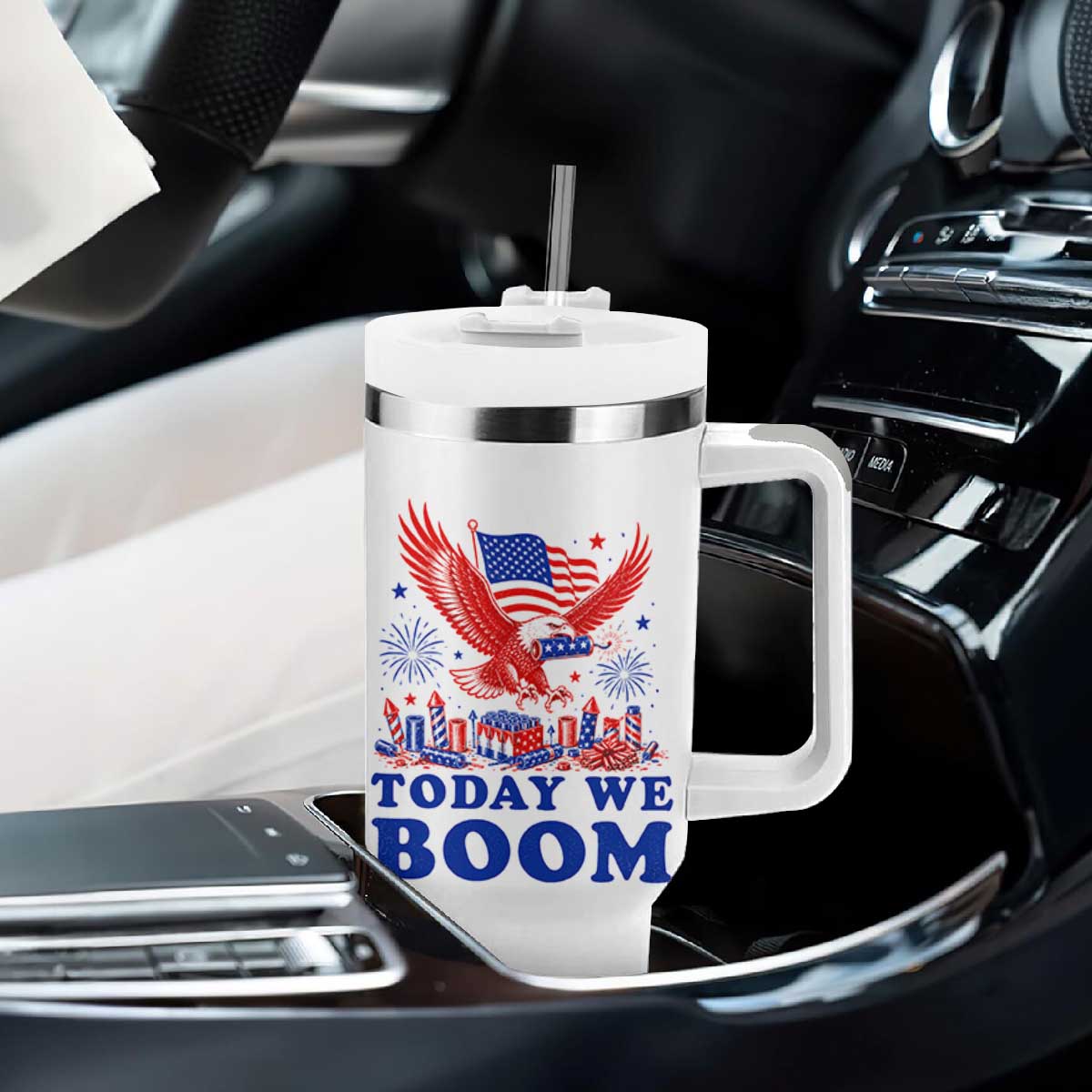 Today We Boom 4th of July Bald Eagle Fireworks Tumbler With Handle TS11 Print Your Wear