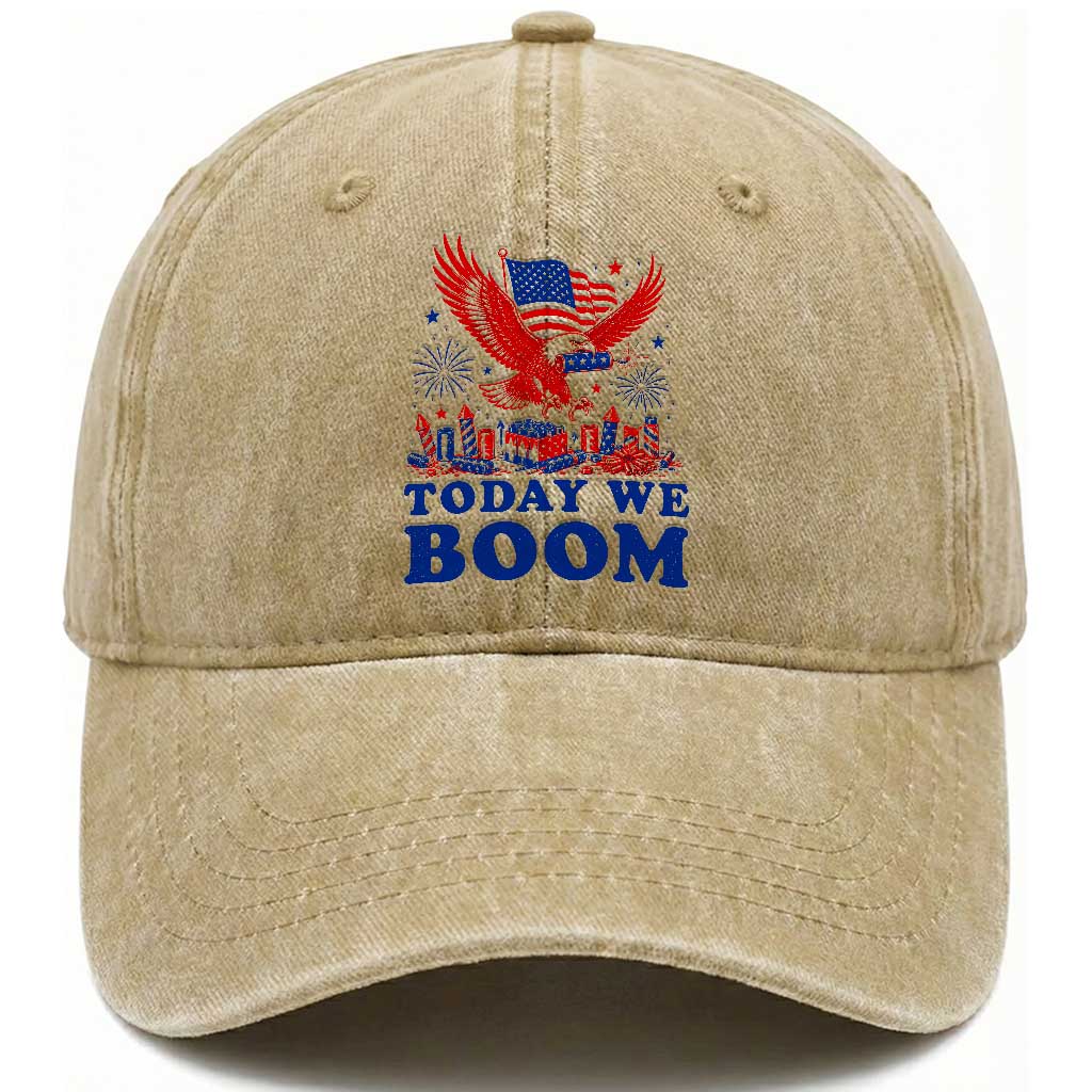 Today We Boom 4th of July Bald Eagle Fireworks Washed Cotton Baseball Cap TS11 Print Your Wear