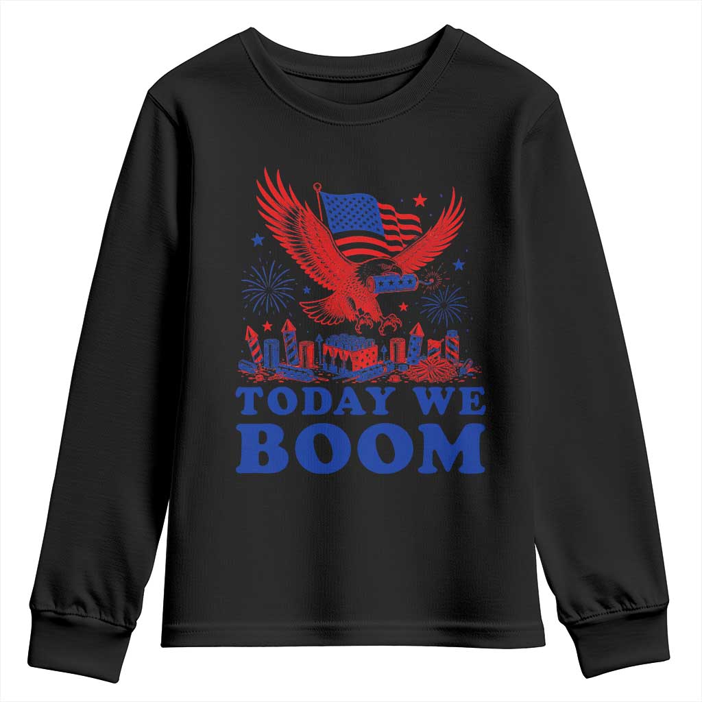 Today We Boom 4th of July Bald Eagle Fireworks Youth Sweatshirt TS11 Black Print Your Wear