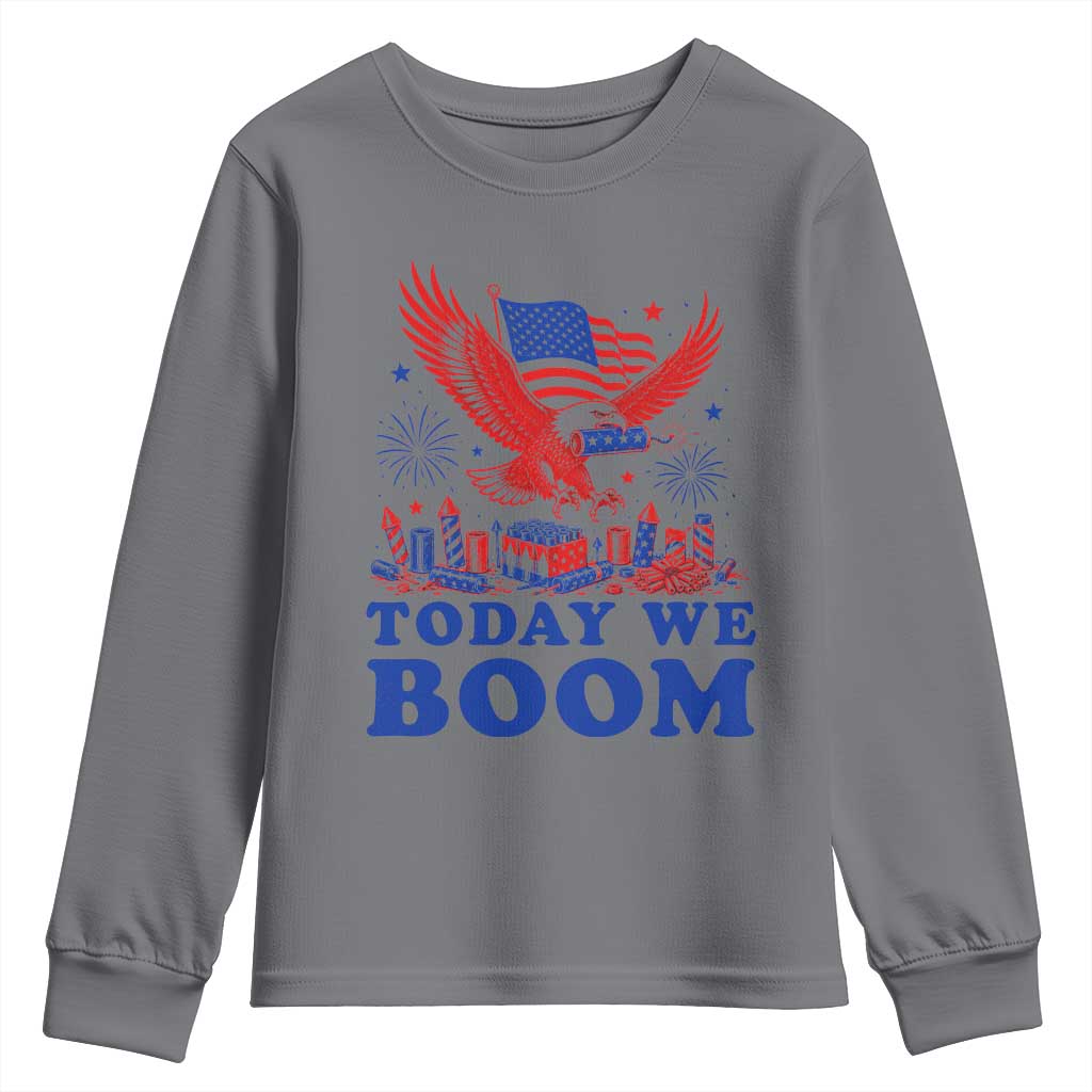 Today We Boom 4th of July Bald Eagle Fireworks Youth Sweatshirt TS11 Charcoal Print Your Wear