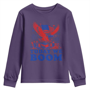 Today We Boom 4th of July Bald Eagle Fireworks Youth Sweatshirt TS11 Purple Print Your Wear