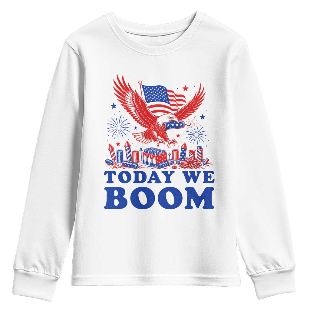 Today We Boom 4th of July Bald Eagle Fireworks Youth Sweatshirt TS11 White Print Your Wear