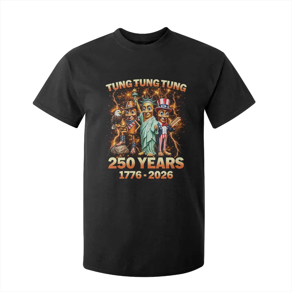 Tung Tung Tung Sahur 250 Years American T Shirt For Kid Funny Brainrot Meme 4th of July TS11 Black Print Your Wear