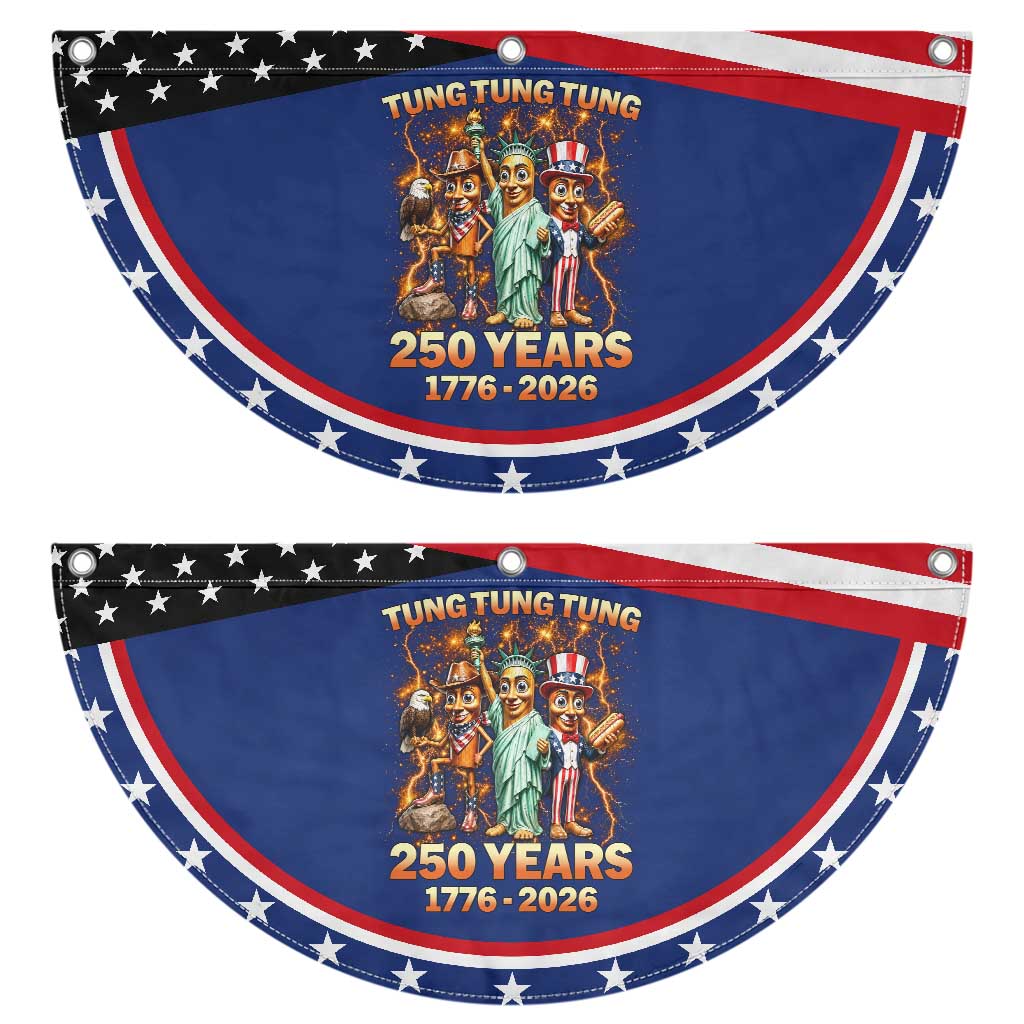 Tung Tung Tung Sahur 250 Years American Patriotic Fan Flag Funny Brainrot Meme 4th of July TS11 2pcs pack Classic Navy Print Your Wear