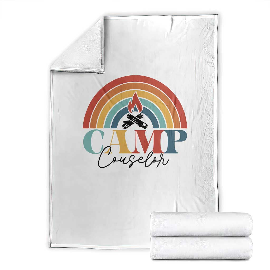 Camp Counselor Throw Blanket Summer Camp Rainbow