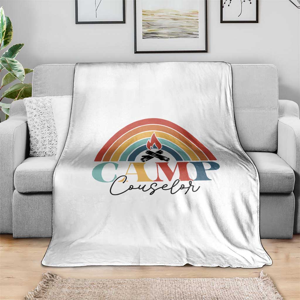 Camp Counselor Throw Blanket Summer Camp Rainbow