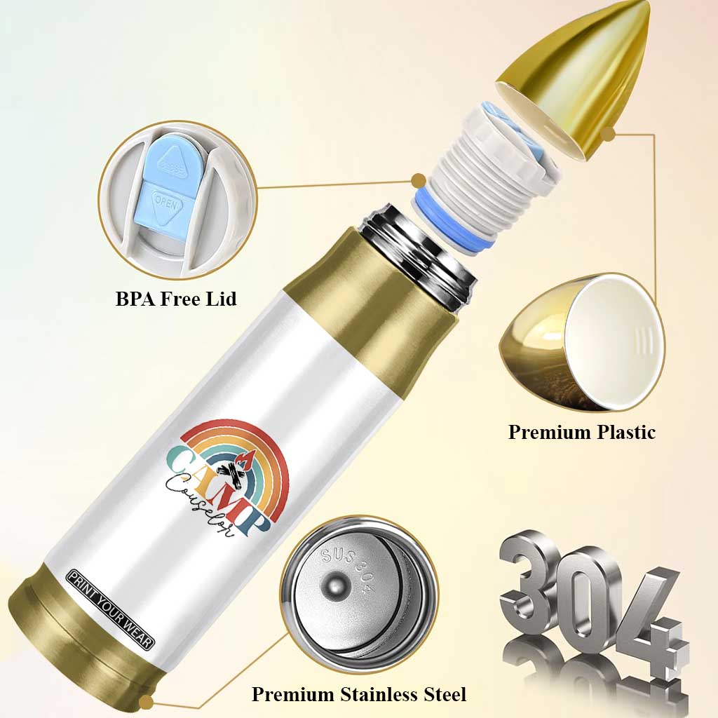 Camp Counselor Bullet Tumbler Summer Camp Rainbow