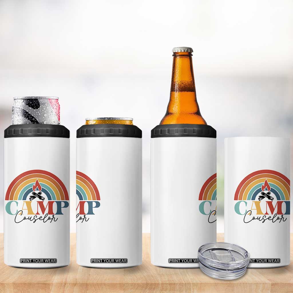 Camp Counselor 4 in 1 Can Cooler Tumbler Summer Camp Rainbow