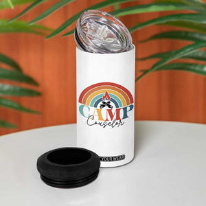 Camp Counselor 4 in 1 Can Cooler Tumbler Summer Camp Rainbow