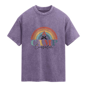 Camp Counselor Washed Cotton T-Shirt Summer Camp Rainbow
