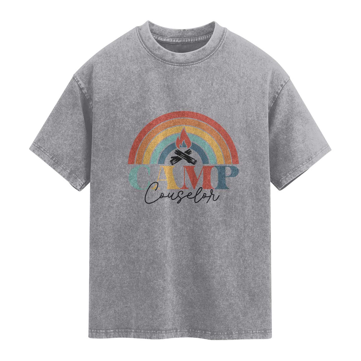 Camp Counselor Washed Cotton T-Shirt Summer Camp Rainbow