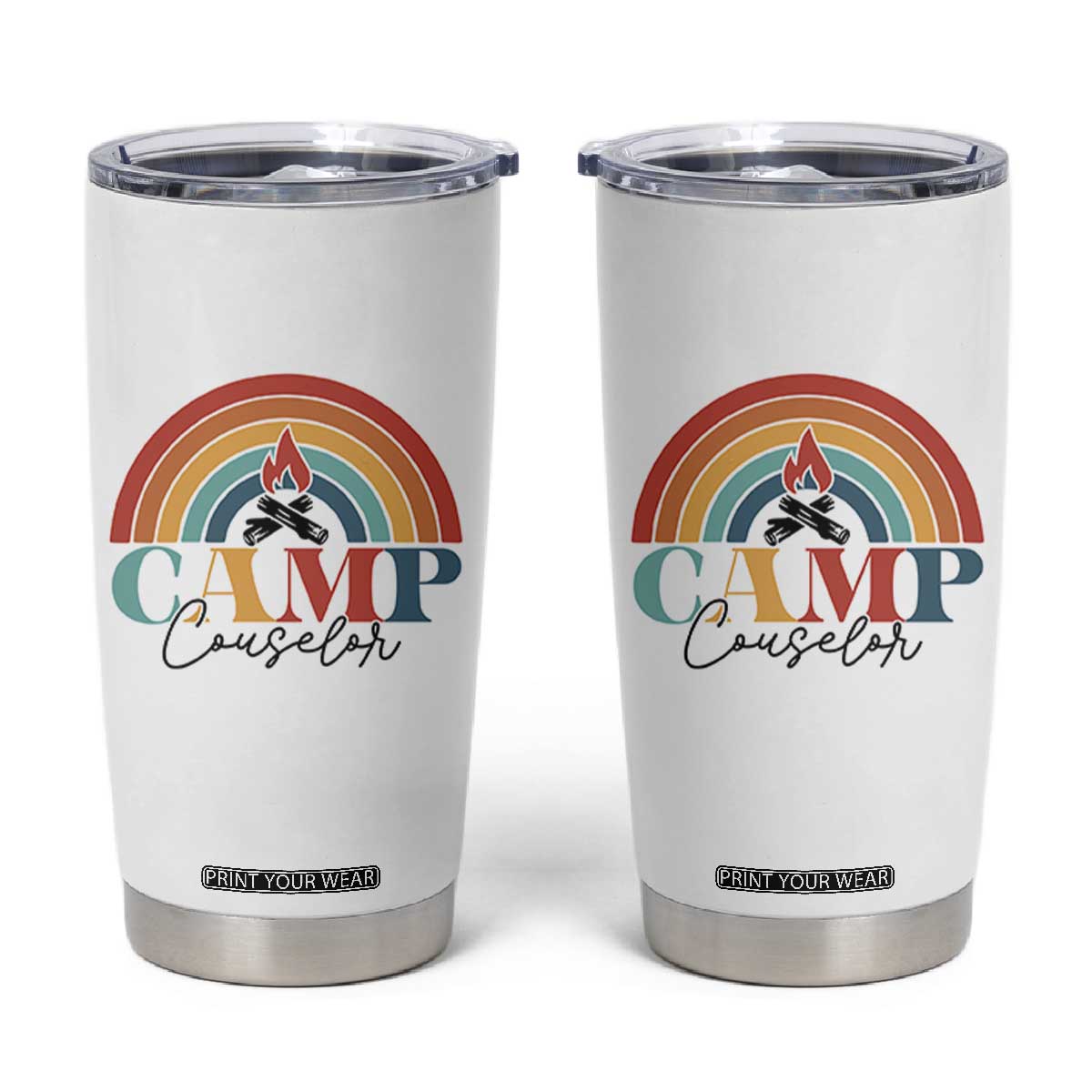 Camp Counselor Tumbler Cup Summer Camp Rainbow