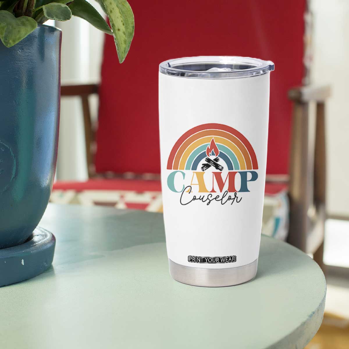 Camp Counselor Tumbler Cup Summer Camp Rainbow