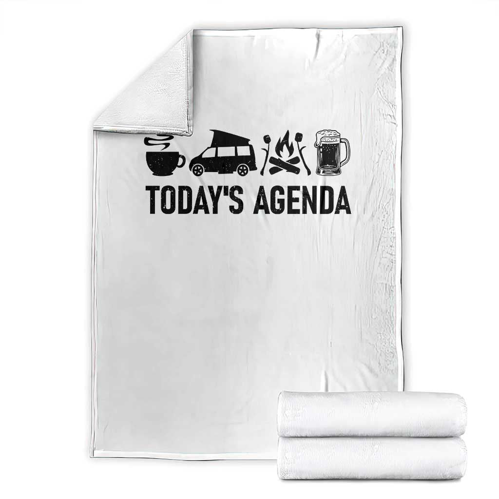 Funny Camping Throw Blanket Todays Agenda Coffee Van Beer Campfire