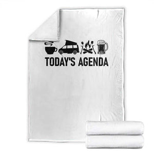 Funny Camping Throw Blanket Todays Agenda Coffee Van Beer Campfire
