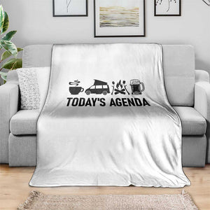 Funny Camping Throw Blanket Todays Agenda Coffee Van Beer Campfire