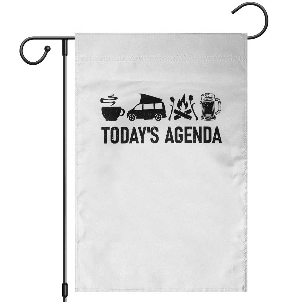 Funny Camping Garden Flag Todays Agenda Coffee Van Beer Campfire