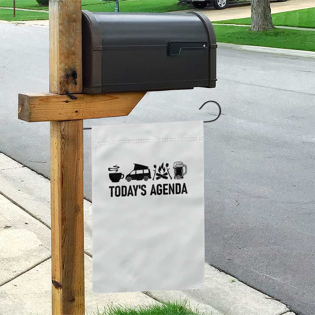 Funny Camping Garden Flag Todays Agenda Coffee Van Beer Campfire