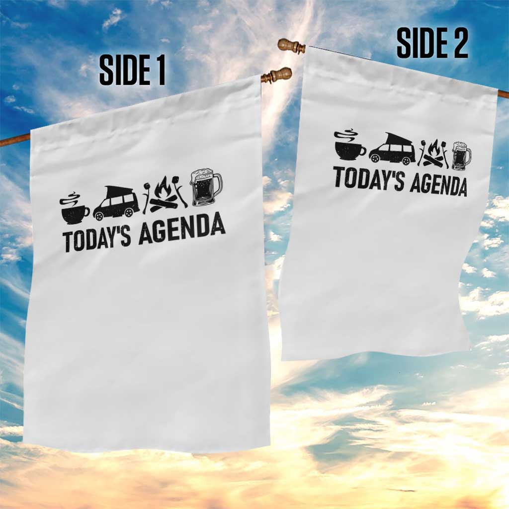 Funny Camping Garden Flag Todays Agenda Coffee Van Beer Campfire
