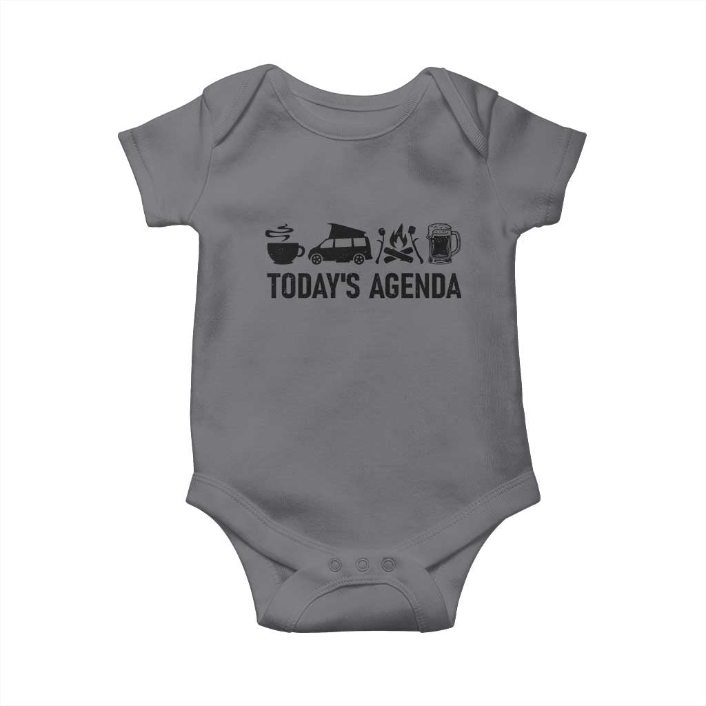 Funny Camping Baby Onesie Todays Agenda Coffee Van Beer Campfire