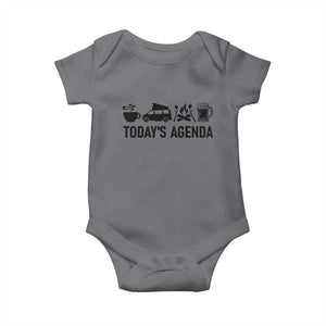 Funny Camping Baby Onesie Todays Agenda Coffee Van Beer Campfire