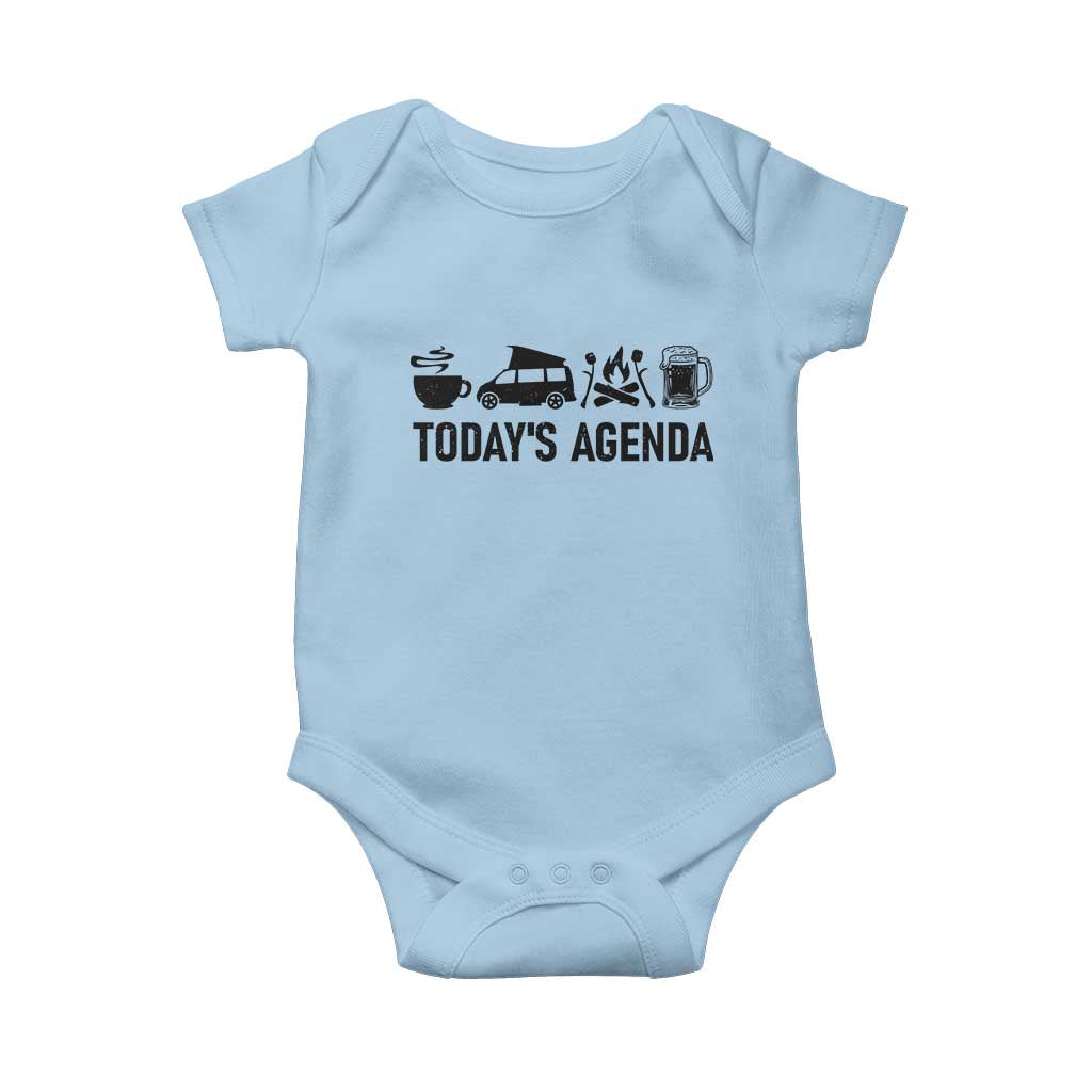Funny Camping Baby Onesie Todays Agenda Coffee Van Beer Campfire