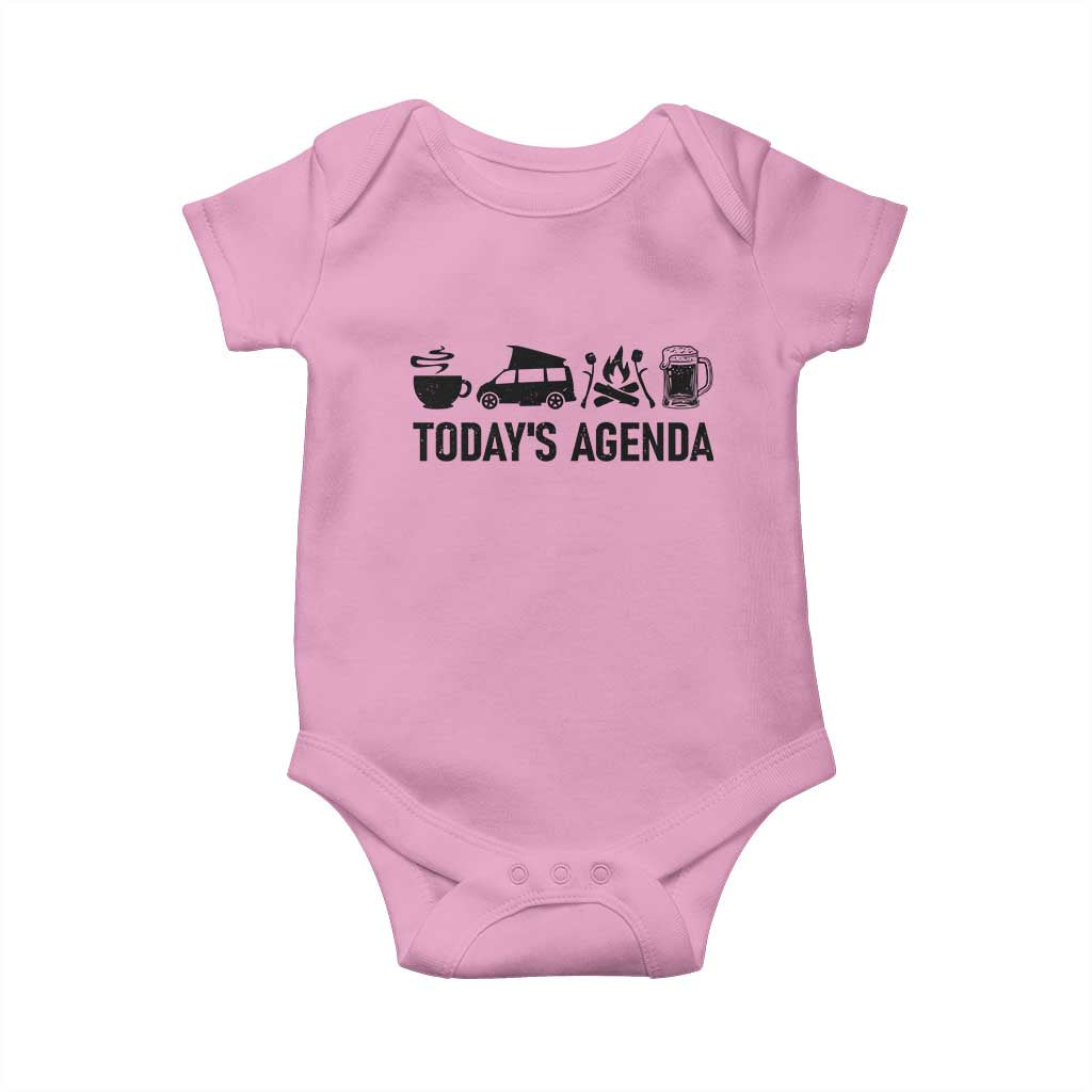 Funny Camping Baby Onesie Todays Agenda Coffee Van Beer Campfire