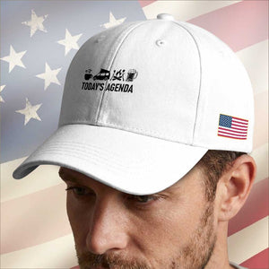 Funny Camping Baseball Cap Todays Agenda Coffee Van Beer Campfire