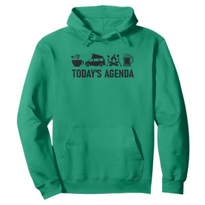 Funny Camping Hoodie Todays Agenda Coffee Van Beer Campfire